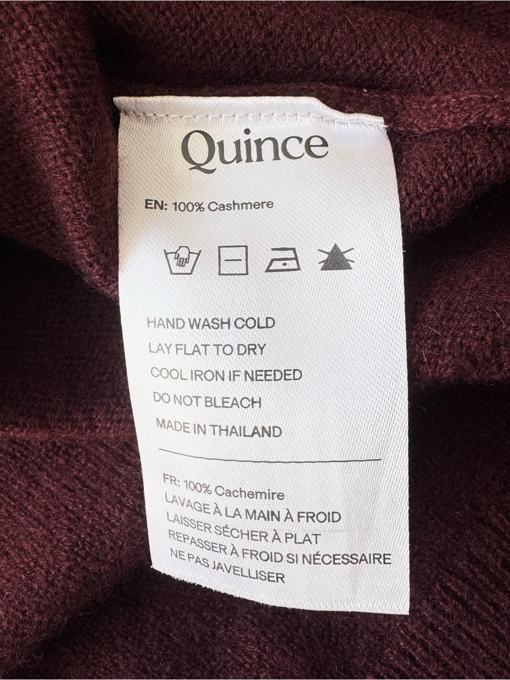 Quince Women’s Rich Burgundy 100% Mongolian Cashmere Tee Size XL - Picture 7 of 9